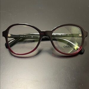 Authentic CHANEL glasses Black to Red Gradient 3340 c.1559 size 51-17